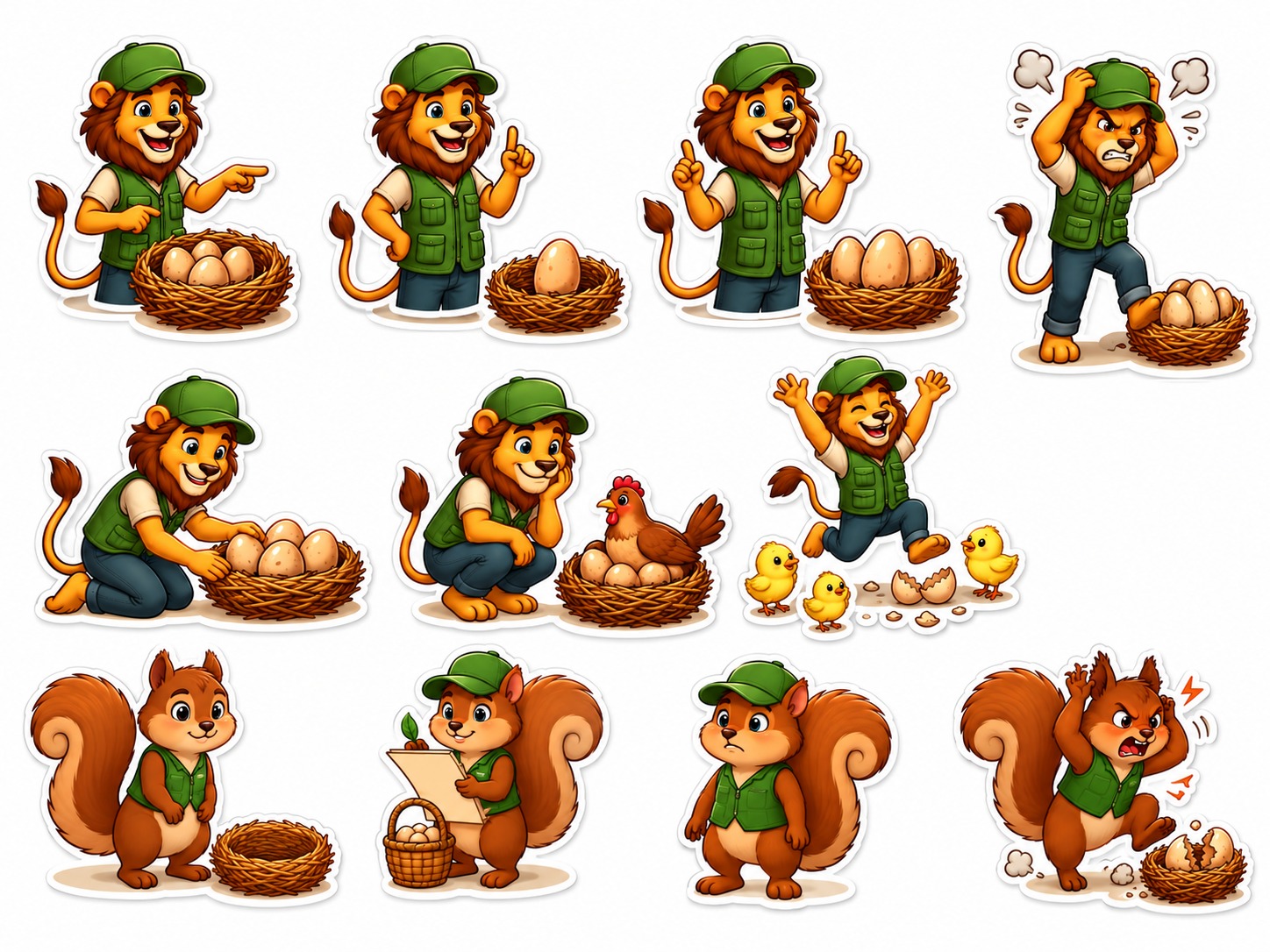 Lion and squirrel character concepts explored during the gamification design process.&nbsp;